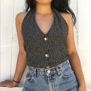 Vintage button up halter top